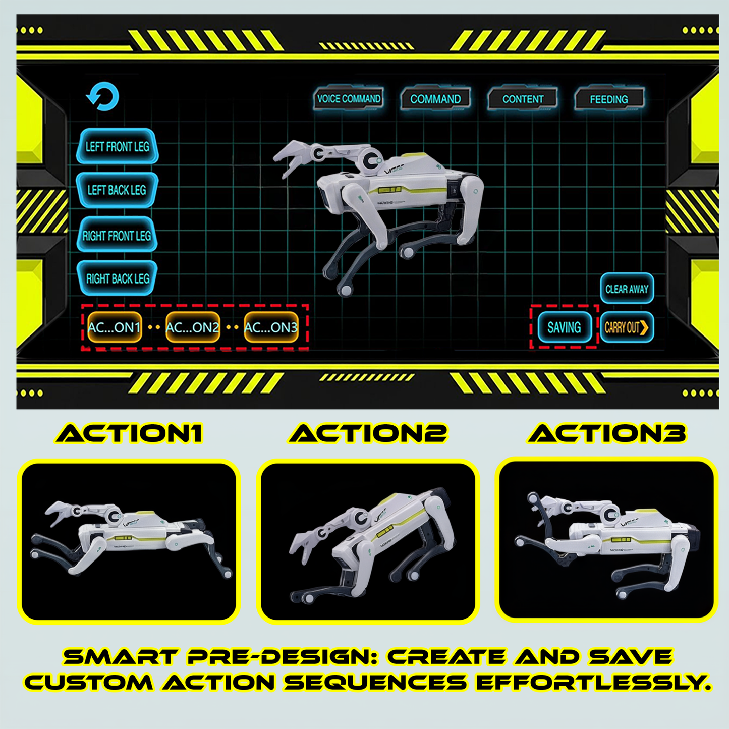 YKO Robot Dog with Interactive Claw, Voice