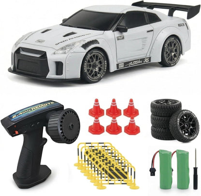 YKO 1:20 Drift Car, 1:20 4WD High Speed 20KM/H Car with LED Lights, 6 Traffic Cones & 8 Track Barriers, Racing Toy for Adults - View 2