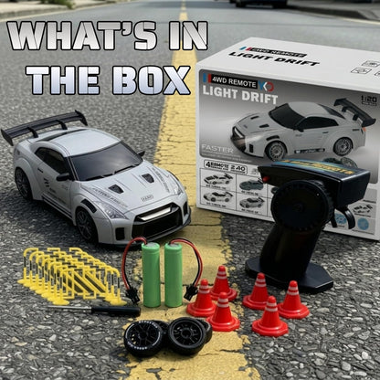 YKO 1:20 Drift Car, 1:20 4WD High Speed 20KM/H Car with LED Lights, 6 Traffic Cones & 8 Track Barriers, Racing Toy for Adults - View 8